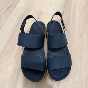 CROCS Navy and Tan Women's Sandals